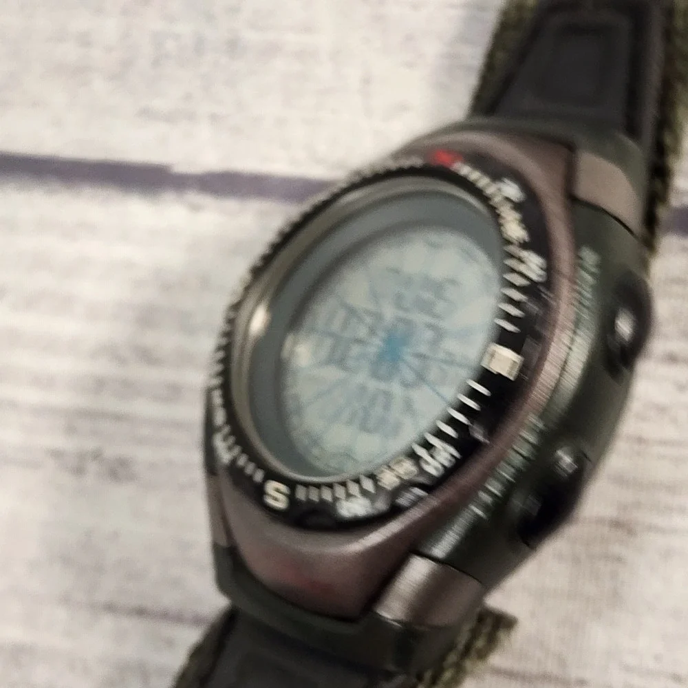 Timex Expedition Digital Compass Watch Olive Green Nylon Strap Mens Sport 100M